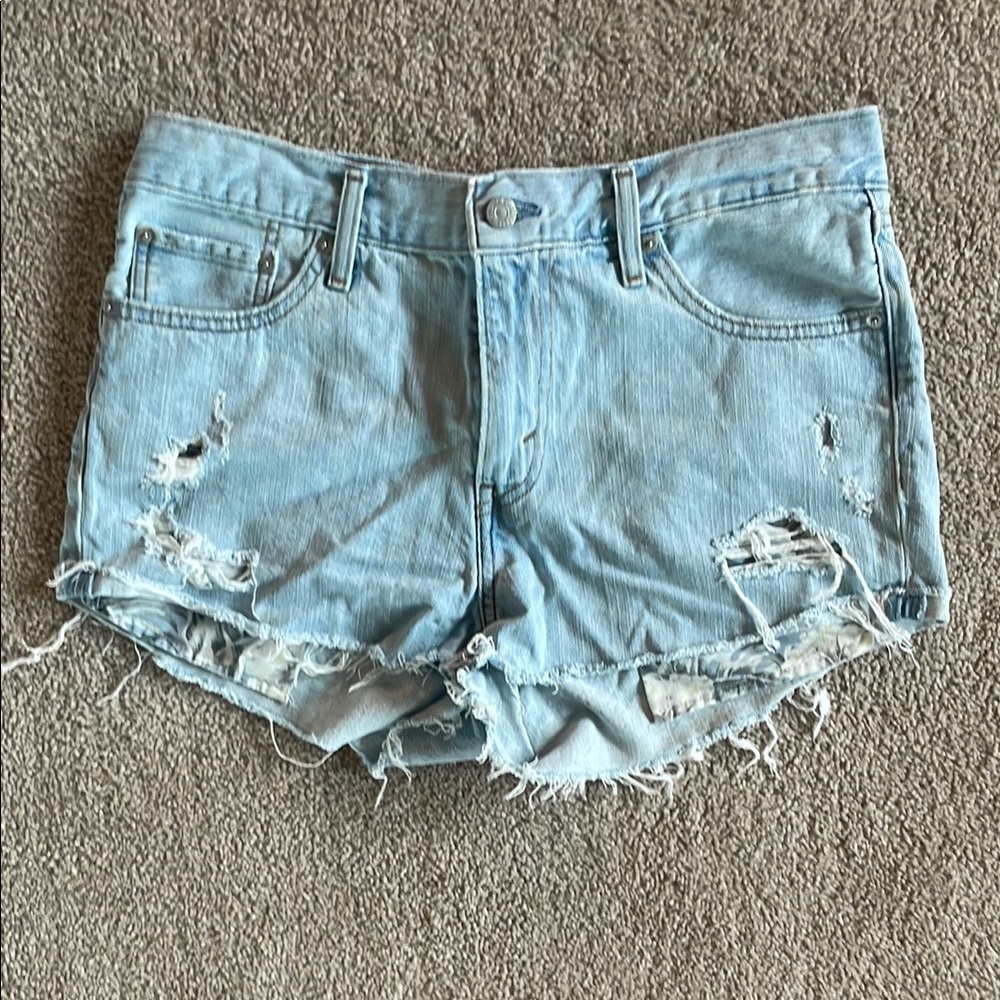 Levi's Light Blue Distressed Jean Shorts